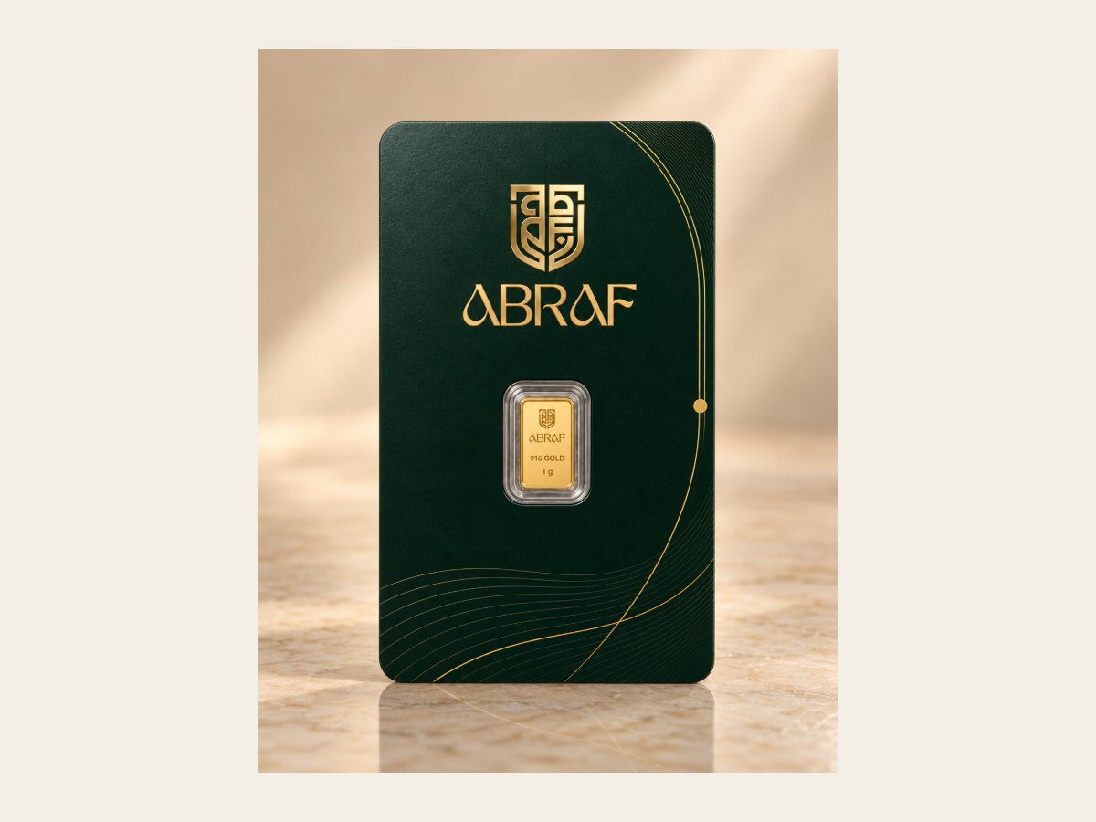1 gram 916 22K gold coin by ABRAF — zero wastage, BIS hallmarked