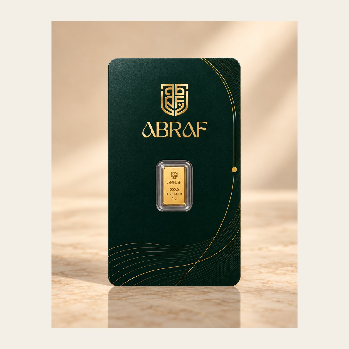 1 Gram 999 Gold Coin (24K) — ABRAF Gold 1 gram 999 24K gold coin by ABRAF in a sealed assay card